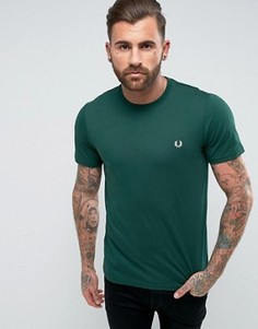Зеленая узкая футболка с круглым вырезом и логотипом Fred Perry - Зеленый