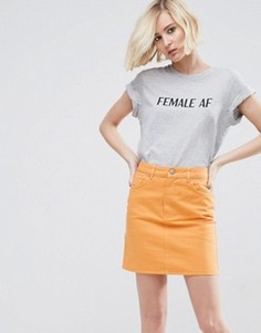 Футболка с принтом Female AF ASOS - Серый