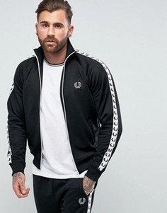 Черная узкая спортивная куртка с лентой Fred Perry Sports Authentic - Черный