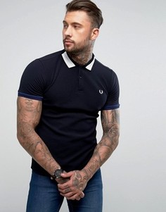 Темно-синяя футболка-поло узкого кроя с контрастной отделкой Fred Perry - Темно-синий