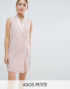 Платье в стиле смокинга без рукавов ASOS PETITE - Розовый