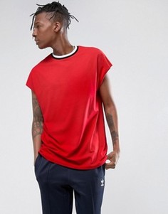 Красная oversize-футболка без рукавов с контрастной отделкой ASOS - Красный