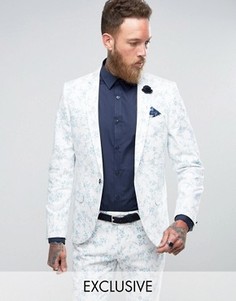 Супероблегающий пиджак с бархатистой отделкой Noose &amp; Monkey Wedding - Белый