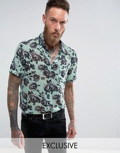 Рубашка классического кроя с принтом роз Reclaimed Vintage Inspired - Синий