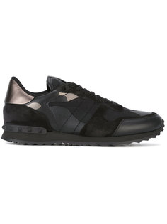 кроссовки с панелями из замши Valentino