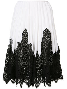 плиссированная юбка с кружевными вставками Oscar de la Renta