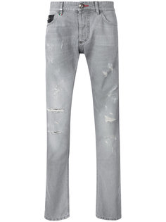 прямые рваные джинсы Philipp Plein