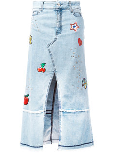 джинсовая юбка мини с нашивками Just Cavalli