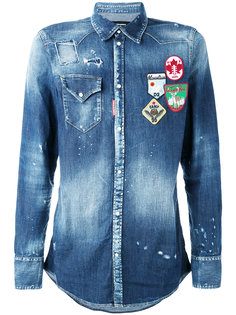 джинсовая рубашка с нашивками Dsquared2