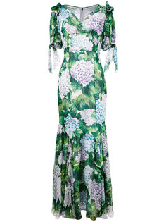 платье-макси с принтом гортензий Dolce &amp; Gabbana