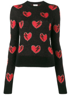джемпер в сердечки Saint Laurent