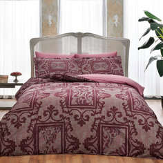 Постельное белье 2 сп Grant V4-BORDO, Satin delux/пано, TAC, бордовый