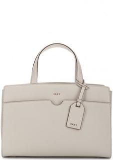 Серая кожаная сумка с двумя отделами Dkny