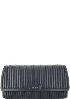 Синий клатч с откидным клапаном Dkny