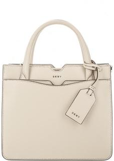 Серая кожаная сумка с короткими ручками Dkny