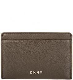 Коричневая визитница с одним отделом Dkny