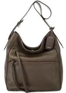 Сумка из мягкой кожи коричневого цвета Dkny