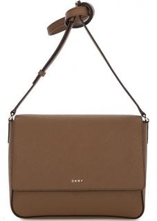 Коричневая кожаная сумка с одним отделом Dkny