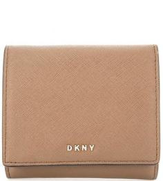 Кошелек из сафьяновой кожи коричневого цвета Dkny