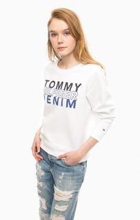 Белый свитшот с фактурным принтом Hilfiger Denim