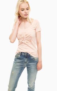 Футболка кораллового цвета с принтом Pepe Jeans