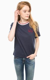 Синяя футболка с вышивкой Hilfiger Denim
