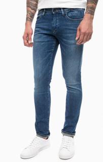 Зауженные синие джинсы с заломами Hilfiger Denim