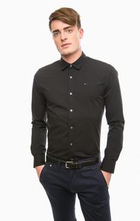 Черная приталенная рубашка из хлопка Hilfiger Denim