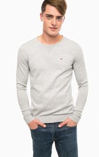 Серпый хлопковый джемпер с круглым вырезом Hilfiger Denim