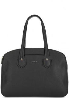 Черная кожаная сумка с одним отделом Furla