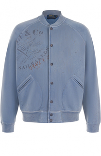 Хлопковая толстовка на кнопках с воротником-стойкой Polo Ralph Lauren