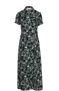 Приталенное платье-рубашка с цветочным принтом Marni