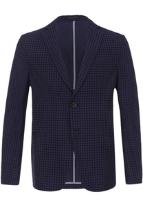 Хлопковый однобортный пиджак в клетку Armani Collezioni