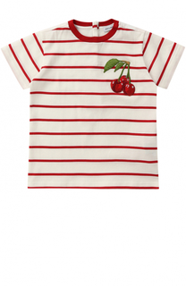 Хлопковая футболка в полоску с аппликацией Dolce &amp; Gabbana