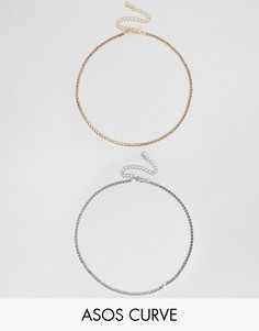 2 ожерелья-чокер из цепочек ASOS CURVE - Мульти