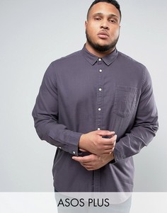 Серая меланжевая рубашка классического кроя из вискозы ASOS PLUS - Зеленый