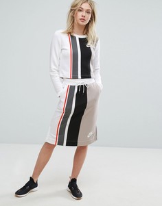 Трикотажная юбка миди с полосками Nike - Серый