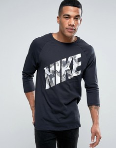Черная футболка с логотипом и рукавами реглан длиной 3/4 Nike 834715-010 - Черный