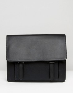 Черный портфель из искусственной кожи с карманом спереди ASOS - Черный