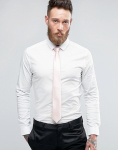 Белая зауженная рубашка и розовый галстук ASOS Wedding - СКИДКА - Белый