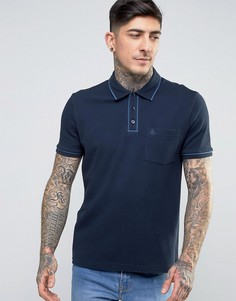 Темно-синее узкое поло с логотипом и кантом Original Penguin Earl - Темно-синий
