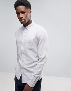 Серая фактурная льняная рубашка классического кроя ASOS - Серый