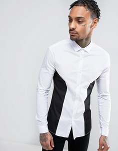 Супероблегающая рубашка со вставками ASOS - Белый