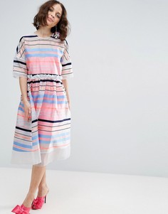 Свободное платье с флуоресцентными полосками ASOS SALON - Мульти