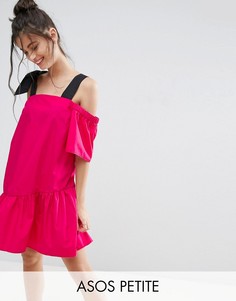 Хлопковое платье с вырезами на плечах ASOS PETITE - Розовый