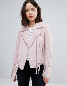 Замшевая байкерская куртка Urbancode - Розовый