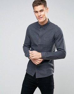 Узкая рубашка из шамбре Burton Menswear - Черный