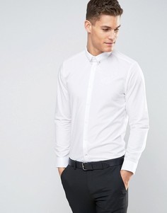 Узкая строгая рубашка с булавкой на воротнике Burton Menswear - Белый