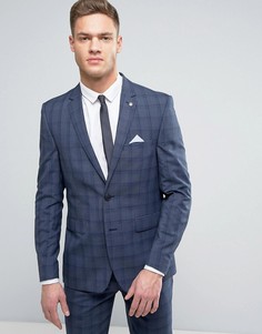 Узкий пиджак в клетку Burton Menswear - Синий