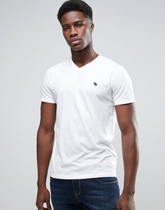 Белая узкая футболка с V-образным вырезом Abercrombie &amp; Fitch - Белый
